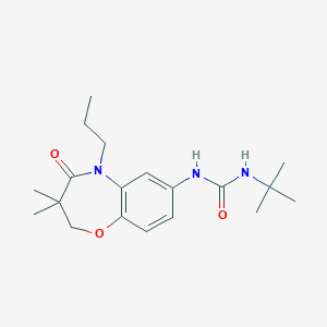 molecular formula C19H29N3O3 B2715110 1-(Tert-butyl)-3-(3,3-dimethyl-4-oxo-5-propyl-2,3,4,5-tetrahydrobenzo[b][1,4]oxazepin-7-yl)urea CAS No. 1172899-49-8