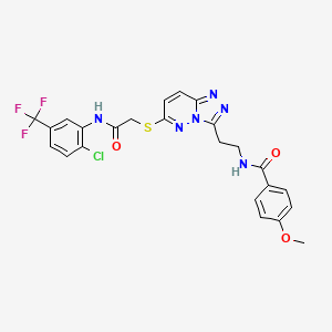 molecular formula C24H20ClF3N6O3S B2715120 N-(2-(6-((2-((2-chloro-5-(trifluoromethyl)phenyl)amino)-2-oxoethyl)thio)-[1,2,4]triazolo[4,3-b]pyridazin-3-yl)ethyl)-4-methoxybenzamide CAS No. 872995-81-8