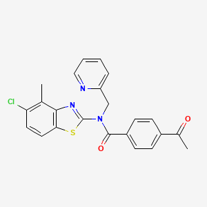 molecular formula C23H18ClN3O2S B2715132 4-acetyl-N-(5-chloro-4-methylbenzo[d]thiazol-2-yl)-N-(pyridin-2-ylmethyl)benzamide CAS No. 941926-65-4