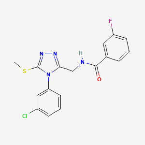 molecular formula C17H14ClFN4OS B2715164 N-((4-(3-chlorophenyl)-5-(methylthio)-4H-1,2,4-triazol-3-yl)methyl)-3-fluorobenzamide CAS No. 391899-74-4