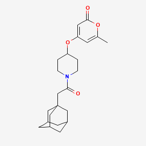 molecular formula C23H31NO4 B2715177 4-((1-(2-((3r,5r,7r)-adamantan-1-yl)acetyl)piperidin-4-yl)oxy)-6-methyl-2H-pyran-2-one CAS No. 1798679-38-5