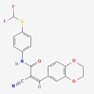 (Z)-2-Cyano-N-[4-(difluoromethylsulfanyl)phenyl]-3-(2,3-dihydro-1,4-benzodioxin-6-yl)prop-2-enamide