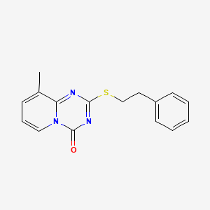 molecular formula C16H15N3OS B2715188 9-methyl-2-(phenethylthio)-4H-pyrido[1,2-a][1,3,5]triazin-4-one CAS No. 896346-86-4