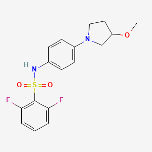molecular formula C17H18F2N2O3S B2715194 2,6-difluoro-N-(4-(3-methoxypyrrolidin-1-yl)phenyl)benzenesulfonamide CAS No. 1797344-86-5