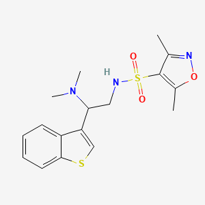 molecular formula C17H21N3O3S2 B2715197 N-[2-(1-benzothiophen-3-yl)-2-(dimethylamino)ethyl]-3,5-dimethyl-1,2-oxazole-4-sulfonamide CAS No. 2034465-10-4