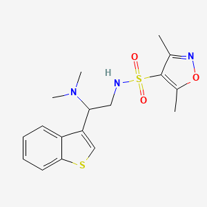 molecular formula C17H21N3O3S2 B2715197 N-(2-(benzo[b]thiophen-3-yl)-2-(dimethylamino)ethyl)-3,5-dimethylisoxazole-4-sulfonamide CAS No. 2034465-10-4