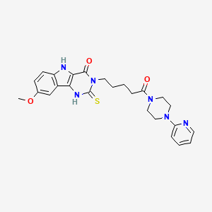 8-Methoxy-3-[5-oxo-5-(4-pyridin-2-ylpiperazin-1-yl)pentyl]-2-sulfanylidene-1,5-dihydropyrimido[5,4-b]indol-4-one