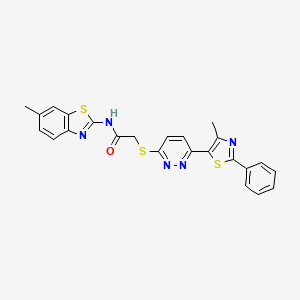 molecular formula C24H19N5OS3 B2715204 N-(6-METHYL-1,3-BENZOTHIAZOL-2-YL)-2-{[6-(4-METHYL-2-PHENYL-1,3-THIAZOL-5-YL)PYRIDAZIN-3-YL]SULFANYL}ACETAMIDE CAS No. 892416-55-6