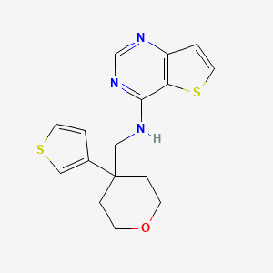 molecular formula C16H17N3OS2 B2715240 N-{[4-(thiophen-3-yl)oxan-4-yl]methyl}thieno[3,2-d]pyrimidin-4-amine CAS No. 2380193-59-7