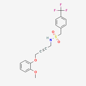 molecular formula C19H18F3NO4S B2715270 N-(4-(2-methoxyphenoxy)but-2-yn-1-yl)-1-(4-(trifluoromethyl)phenyl)methanesulfonamide CAS No. 1428375-45-4