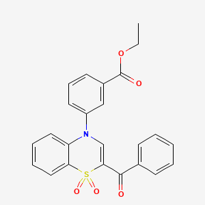 molecular formula C24H19NO5S B2715341 ethyl 3-(2-benzoyl-1,1-dioxido-4H-1,4-benzothiazin-4-yl)benzoate CAS No. 1114652-26-4
