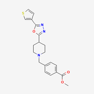 molecular formula C20H21N3O3S B2715342 Methyl 4-((4-(5-(thiophen-3-yl)-1,3,4-oxadiazol-2-yl)piperidin-1-yl)methyl)benzoate CAS No. 1448043-38-6