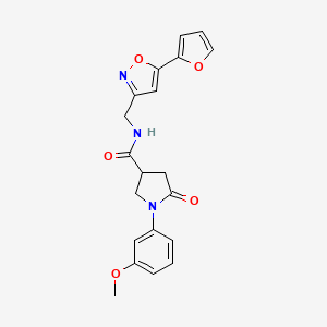 molecular formula C20H19N3O5 B2715369 N-((5-(furan-2-yl)isoxazol-3-yl)methyl)-1-(3-methoxyphenyl)-5-oxopyrrolidine-3-carboxamide CAS No. 1172777-84-2