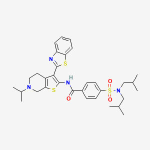 molecular formula C32H40N4O3S3 B2715370 N-(3-(benzo[d]thiazol-2-yl)-6-isopropyl-4,5,6,7-tetrahydrothieno[2,3-c]pyridin-2-yl)-4-(N,N-diisobutylsulfamoyl)benzamide CAS No. 524695-06-5