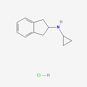 molecular formula C12H16ClN B2715386 N-Cyclopropyl-2,3-dihydro-1H-inden-2-amine;hydrochloride CAS No. 2580214-72-6