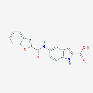 molecular formula C18H12N2O4 B027154 1H-Indole-2-carboxylic acid, 5-[(2-benzofuranylcarbonyl)amino]- CAS No. 110314-42-6