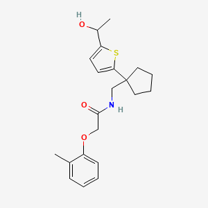 molecular formula C21H27NO3S B2715407 N-((1-(5-(1-hydroxyethyl)thiophen-2-yl)cyclopentyl)methyl)-2-(o-tolyloxy)acetamide CAS No. 2034499-98-2