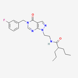 molecular formula C22H28FN5O2 B2715425 N-(2-(5-(3-fluorobenzyl)-4-oxo-4,5-dihydro-1H-pyrazolo[3,4-d]pyrimidin-1-yl)ethyl)-2-propylpentanamide CAS No. 922099-09-0