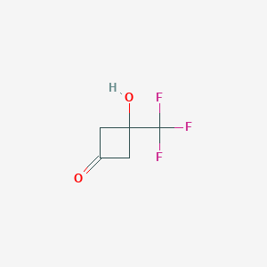 molecular formula C5H5F3O2 B2715430 3-Hydroxy-3-(trifluoromethyl)cyclobutan-1-one CAS No. 1935109-77-5