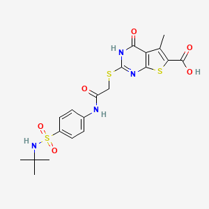 2-[2-[4-(tert-butylsulfamoyl)anilino]-2-oxoethyl]sulfanyl-5-methyl-4-oxo-3H-thieno[2,3-d]pyrimidine-6-carboxylic acid