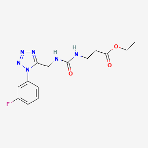 molecular formula C14H17FN6O3 B2715478 ethyl 3-(3-((1-(3-fluorophenyl)-1H-tetrazol-5-yl)methyl)ureido)propanoate CAS No. 921150-81-4