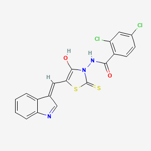 molecular formula C19H11Cl2N3O2S2 B2715503 (Z)-N-(5-((1H-indol-3-yl)methylene)-4-oxo-2-thioxothiazolidin-3-yl)-2,4-dichlorobenzamide CAS No. 638138-83-7