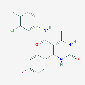 molecular formula C19H17ClFN3O2 B2715507 N-(3-chloro-4-methylphenyl)-4-(4-fluorophenyl)-6-methyl-2-oxo-1,2,3,4-tetrahydropyrimidine-5-carboxamide CAS No. 405156-59-4