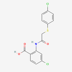 molecular formula C15H11Cl2NO3S B2715511 4-Chloro-2-{2-[(4-chlorophenyl)sulfanyl]acetamido}benzoic acid CAS No. 404366-61-6
