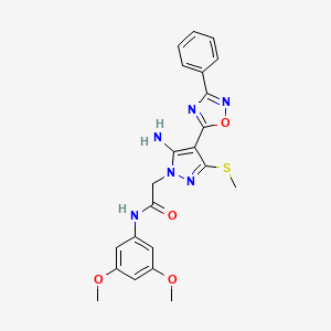 molecular formula C22H22N6O4S B2715517 2-(5-amino-3-(methylthio)-4-(3-phenyl-1,2,4-oxadiazol-5-yl)-1H-pyrazol-1-yl)-N-(3,5-dimethoxyphenyl)acetamide CAS No. 1020502-41-3