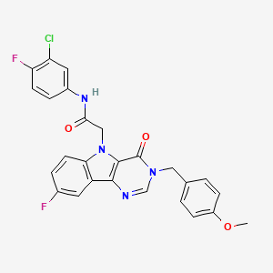molecular formula C26H19ClF2N4O3 B2715523 N-(3-chloro-4-fluorophenyl)-2-(8-fluoro-3-(4-methoxybenzyl)-4-oxo-3H-pyrimido[5,4-b]indol-5(4H)-yl)acetamide CAS No. 1216539-17-1