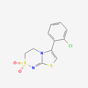 molecular formula C11H9ClN2O2S2 B2715527 6-(2-Chlorophenyl)-3,4-dihydrothiazolo[2,3-c][1,2,4]thiadiazine 2,2-dioxide CAS No. 496028-13-8