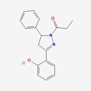 molecular formula C18H18N2O2 B2715528 1-(3-(2-hydroxyphenyl)-5-phenyl-4,5-dihydro-1H-pyrazol-1-yl)propan-1-one CAS No. 1007794-28-6