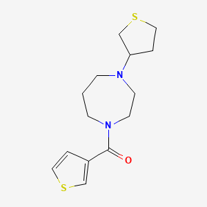 molecular formula C14H20N2OS2 B2715533 (4-(Tetrahydrothiophen-3-yl)-1,4-diazepan-1-yl)(thiophen-3-yl)methanone CAS No. 2310012-55-4