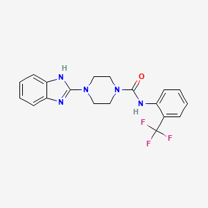 molecular formula C19H18F3N5O B2715537 4-(1H-benzo[d]imidazol-2-yl)-N-(2-(trifluoromethyl)phenyl)piperazine-1-carboxamide CAS No. 1211622-91-1