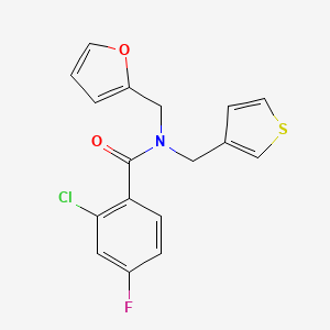 2-chloro-4-fluoro-N-(furan-2-ylmethyl)-N-(thiophen-3-ylmethyl)benzamide