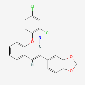 molecular formula C22H13Cl2NO3 B2715547 2-(1,3-Benzodioxol-5-yl)-3-[2-(2,4-dichlorophenoxy)phenyl]acrylonitrile CAS No. 866050-93-3