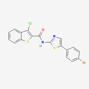 molecular formula C18H10BrClN2OS2 B2715596 N-[5-(4-溴苯基)-1,3-噻唑-2-基]-3-氯-1-苯并噻吩-2-羧酰胺 CAS No. 330201-96-2