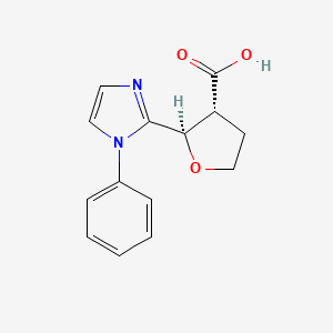 molecular formula C14H14N2O3 B2715597 2-(1-phenyl-1H-imidazol-2-yl)oxolane-3-carboxylic acid, trans CAS No. 1864003-60-0