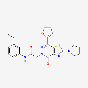 molecular formula C23H23N5O3S B2715600 N-(3-ethylphenyl)-2-(7-(furan-2-yl)-4-oxo-2-(pyrrolidin-1-yl)thiazolo[4,5-d]pyridazin-5(4H)-yl)acetamide CAS No. 1105240-92-3