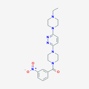 molecular formula C21H27N7O3 B2715602 [4-[6-(4-Ethylpiperazin-1-yl)pyridazin-3-yl]piperazin-1-yl]-(3-nitrophenyl)methanone CAS No. 898453-78-6