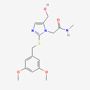 molecular formula C16H21N3O4S B2715603 2-(2-((3,5-二甲氧基苯甲基)硫)-5-(羟甲基)-1H-咪唑-1-基)-N-甲基乙酰胺 CAS No. 921563-27-1