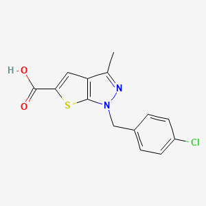 B2715604 1-[(4-chlorophenyl)methyl]-3-methyl-1H-thieno[2,3-c]pyrazole-5-carboxylic acid CAS No. 571150-67-9