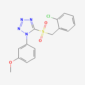 molecular formula C15H13ClN4O3S B2715605 5-[(2-Chlorophenyl)methylsulfonyl]-1-(3-methoxyphenyl)tetrazole CAS No. 2416237-11-9