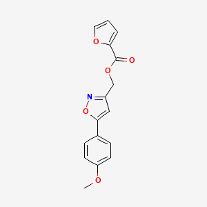 molecular formula C16H13NO5 B2715607 (5-(4-Methoxyphenyl)isoxazol-3-yl)methyl furan-2-carboxylate CAS No. 953008-14-5