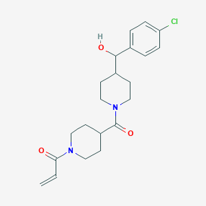molecular formula C21H27ClN2O3 B2715608 1-[4-[4-[(4-Chlorophenyl)-hydroxymethyl]piperidine-1-carbonyl]piperidin-1-yl]prop-2-en-1-one CAS No. 2361807-11-4