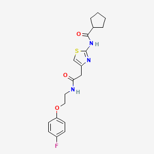molecular formula C19H22FN3O3S B2715639 N-(4-(2-((2-(4-fluorophenoxy)ethyl)amino)-2-oxoethyl)thiazol-2-yl)cyclopentanecarboxamide CAS No. 1207032-13-0