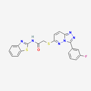 molecular formula C20H13FN6OS2 B2715677 N-(1,3-benzothiazol-2-yl)-2-{[3-(3-fluorophenyl)-[1,2,4]triazolo[4,3-b]pyridazin-6-yl]sulfanyl}acetamide CAS No. 852375-01-0