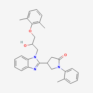 molecular formula C29H31N3O3 B2715687 4-{1-[3-(2,6-dimethylphenoxy)-2-hydroxypropyl]-1H-1,3-benzodiazol-2-yl}-1-(2-methylphenyl)pyrrolidin-2-one CAS No. 1018125-18-2