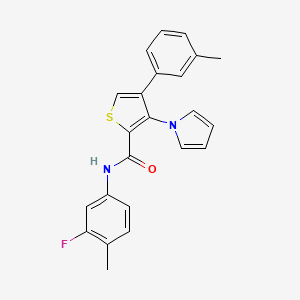 molecular formula C23H19FN2OS B2715732 N-(3-fluoro-4-methylphenyl)-4-(3-methylphenyl)-3-(1H-pyrrol-1-yl)thiophene-2-carboxamide CAS No. 1357752-25-0