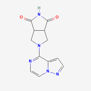 molecular formula C12H11N5O2 B2715733 5-{Pyrazolo[1,5-a]pyrazin-4-yl}-octahydropyrrolo[3,4-c]pyrrole-1,3-dione CAS No. 2415453-01-7